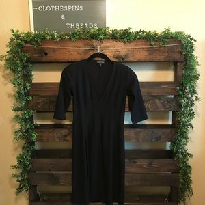 Eileen Fisher Black Deep V-Neck A-line Dress